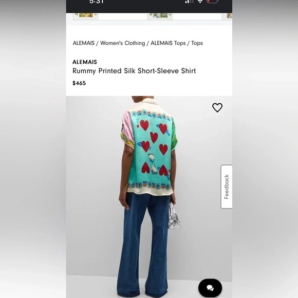 ALEMAIS neimann Marcus Rummy Printed Silk Short-Sleeve Shirt $465 retail - Picture 2 of 6